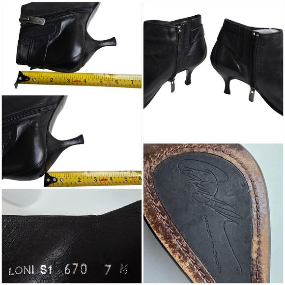 Pointed Toe Boot Donald J Pliner Loni Size 7 Black Leather Side Zip Ankle Bootie - Picture 5 of 11